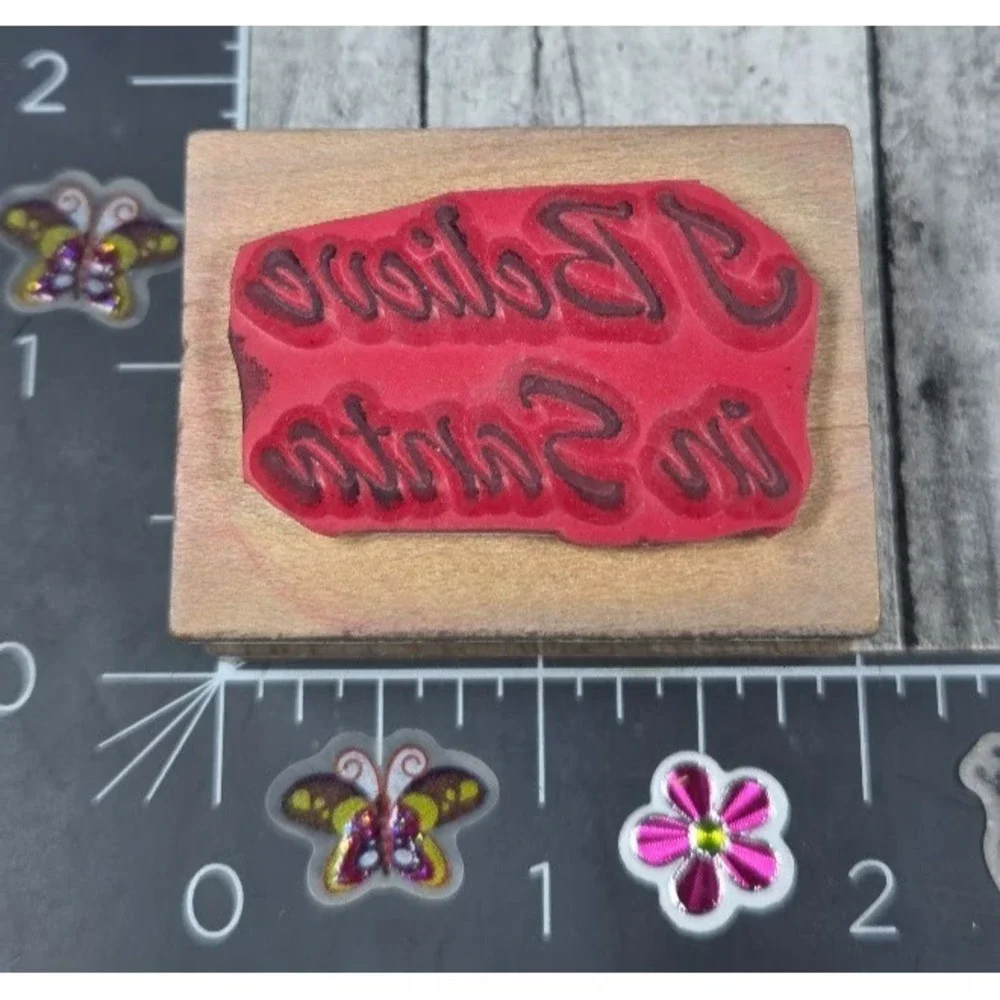 I Believe In Santa Christmas Holiday Rubber Stamp Wood #K38